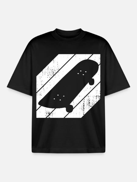Skateboard Drawing - Boxy Heavyweight Unisex Organic T-Shirt by Stanley/Stella - black