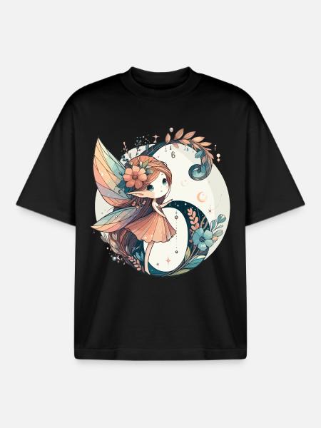 Regalo di compleanno dell'elfo fatato di 6 anni - T-shirt unisex boxy pesante biologica di Stanley/Stella - nero