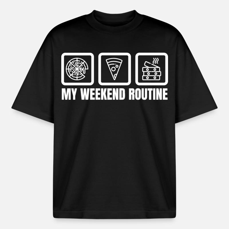 My Weekend Routine - Boxy Heavyweight Unisex Organic T-Shirt by Stanley/Stella - black