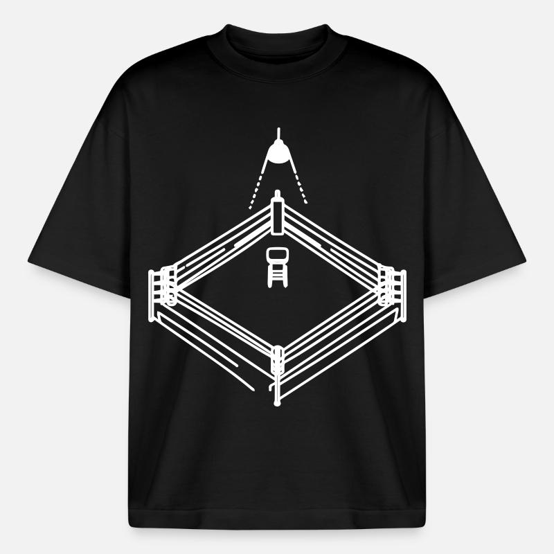 Dessin de ring de boxe - T-shirt unisexe boxy épais biologique Stanley/Stella - noir