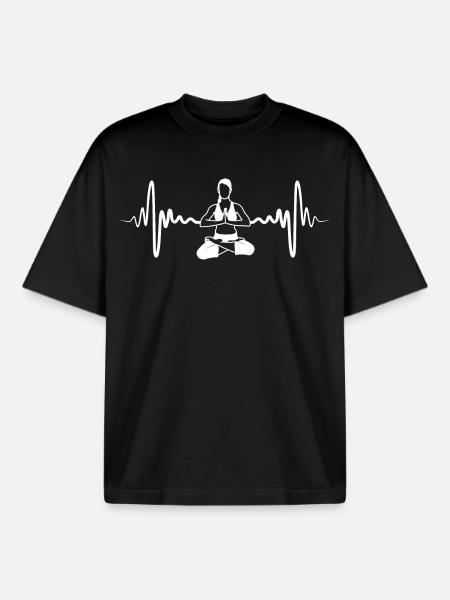 Yogi Cardiogram - Boxy Heavyweight Unisex Organic T-Shirt by Stanley/Stella - black