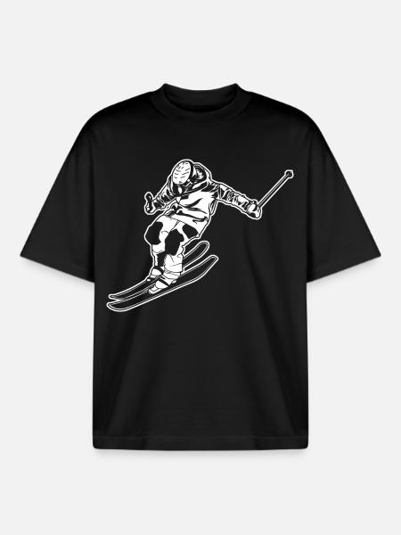 Skier - Boxy Heavyweight Unisex Organic T-Shirt by Stanley/Stella - black