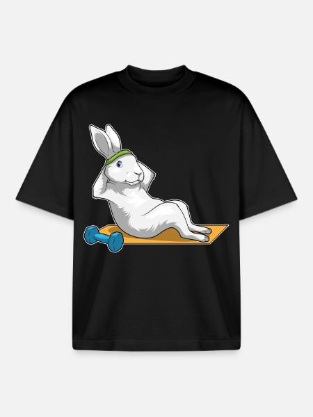 Bunny Abdominal Training Bodybuilding - Boxy Heavyweight Unisex Organic T-Shirt by Stanley/Stella - black
