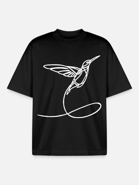 Oiseau étrange blanc - T-shirt unisexe boxy épais biologique Stanley/Stella - noir