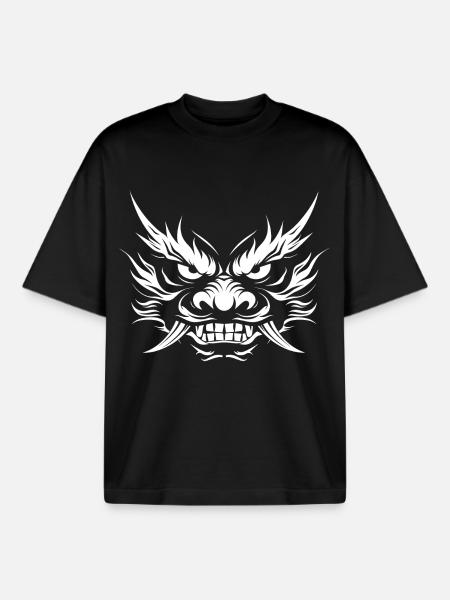 Oni, Japanese Demon - Boxy Heavyweight Unisex Organic T-Shirt by Stanley/Stella - black