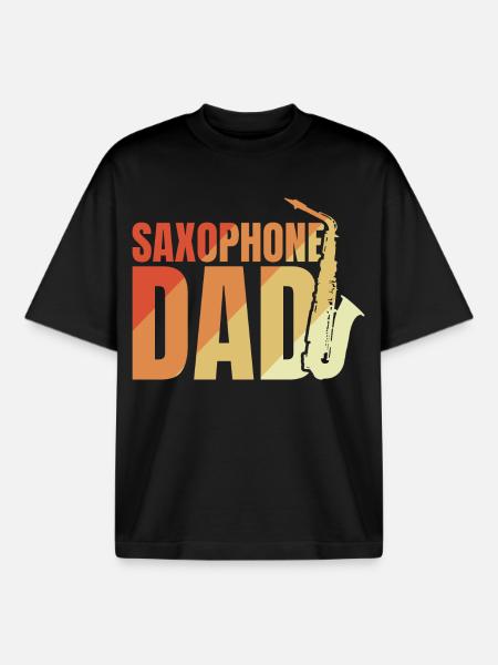 Saxophone Papa - T-shirt unisexe boxy épais biologique Stanley/Stella - noir