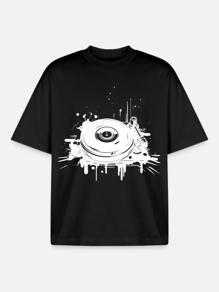 DJ Turntable - Boxy Heavyweight Unisex Organic T-Shirt by Stanley/Stella - black