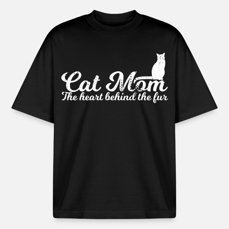 Mère chat - T-shirt unisexe épais coupe boxy Stanley/Stella - noir