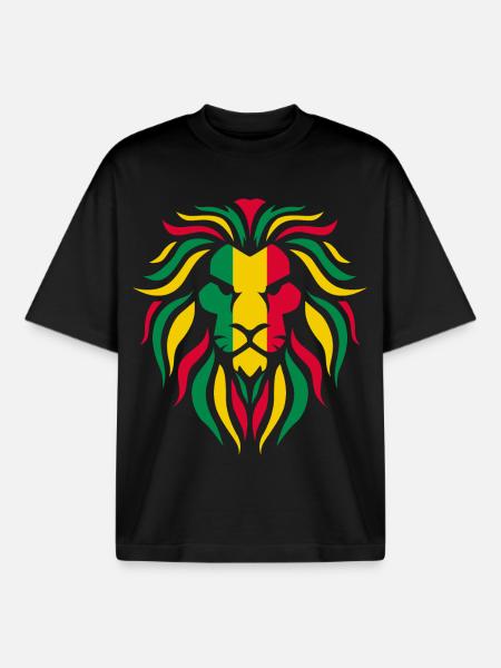 Reggae Löwe - Boxy Heavyweight Unisex Organic T-Shirt von Stanley/Stella - Schwarz