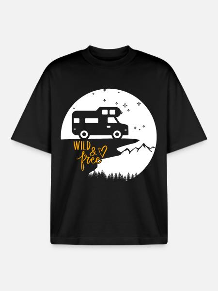 Vanlife & Camper Lifestyle Design - Boxy Heavyweight Unisex Organic T-Shirt by Stanley/Stella - black