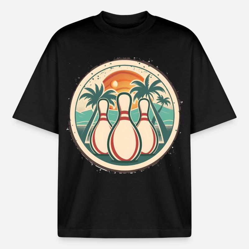 Graphismes de bowling - T-shirt unisexe épais coupe boxy Stanley/Stella - noir