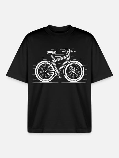 Bicycle Illustration - Boxy Heavyweight Unisex Organic T-Shirt by Stanley/Stella - black