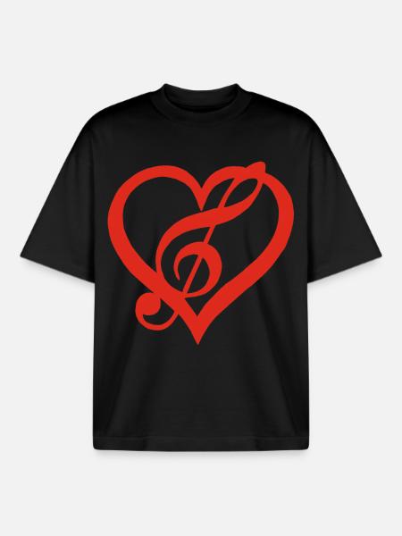 Musik im Herzen (Rot) - Boxy Heavyweight Unisex Organic T-Shirt von Stanley/Stella - Schwarz