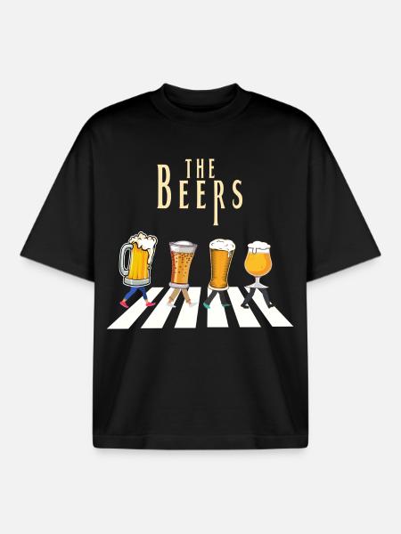 Custom beer bar pattern design - Boxy Heavyweight Unisex Organic T-Shirt by Stanley/Stella - black