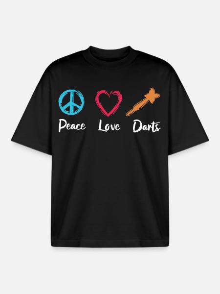 Peace Love Darts - Boxy Heavyweight Unisex Organic T-Shirt by Stanley/Stella - black