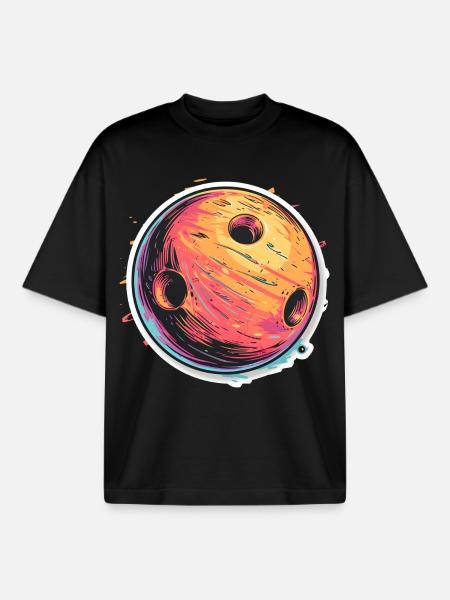 Bowling Ball Cartoon Look - Boxy Heavyweight Unisex Organic T-Shirt by Stanley/Stella - black