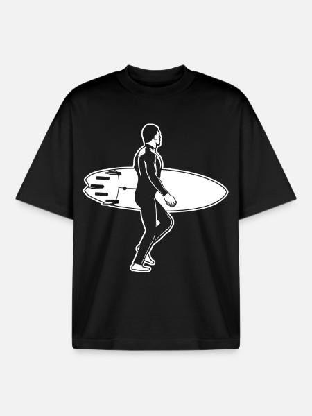 Illustration de surf - T-shirt unisexe boxy épais biologique Stanley/Stella - noir