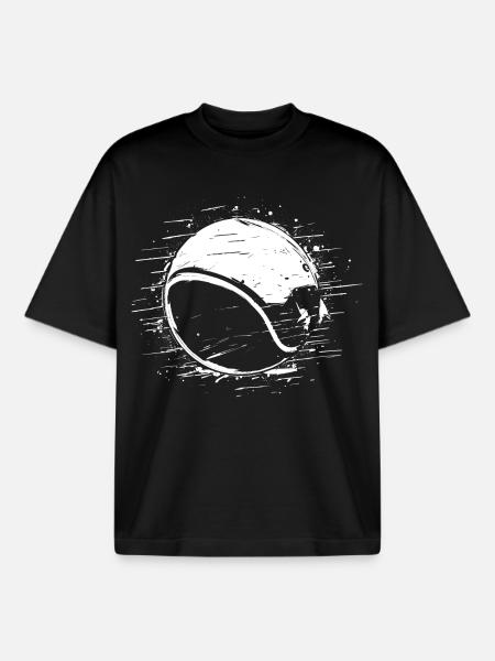 Tennis Ball Sketch - Boxy Heavyweight Unisex Organic T-Shirt by Stanley/Stella - black