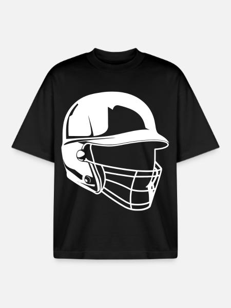 Baseball Helmet Drawing - Boxy Heavyweight Unisex Organic T-Shirt by Stanley/Stella - black