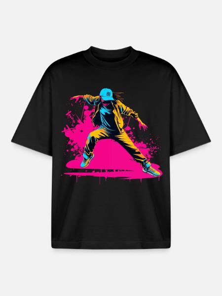 90s Breakdancer - Boxy Heavyweight Unisex Organic T-Shirt by Stanley/Stella - black