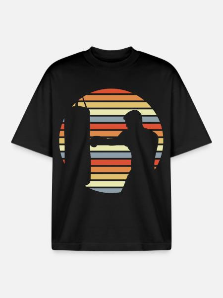 Boxer Drawing - Boxy Heavyweight Unisex Organic T-Shirt by Stanley/Stella - black