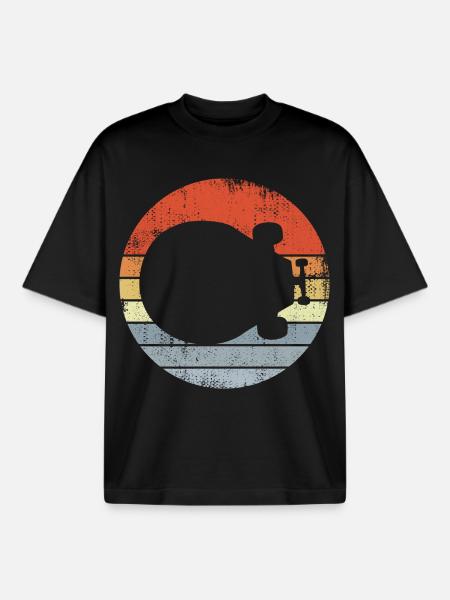 Skateboard Retro - Boxy Heavyweight Unisex Organic T-Shirt von Stanley/Stella - Schwarz