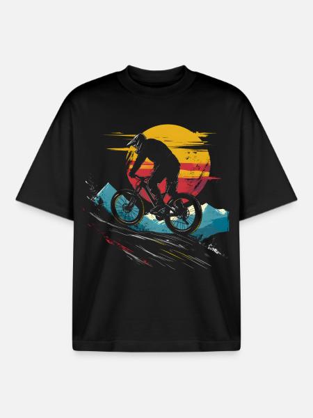 Mountain Biking Portrait - Boxy Heavyweight Unisex Organic T-Shirt by Stanley/Stella - black