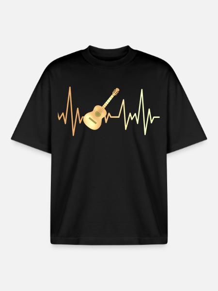 E-Gitarre und Herzfrequenz - Boxy Heavyweight Unisex Organic T-Shirt von Stanley/Stella - Schwarz