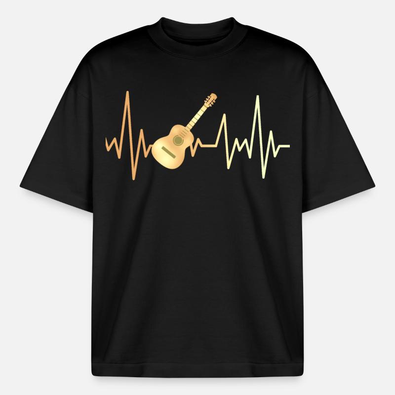 E-Gitarre und Herzfrequenz - Boxy Heavyweight Unisex Organic T-Shirt von Stanley/Stella - Schwarz
