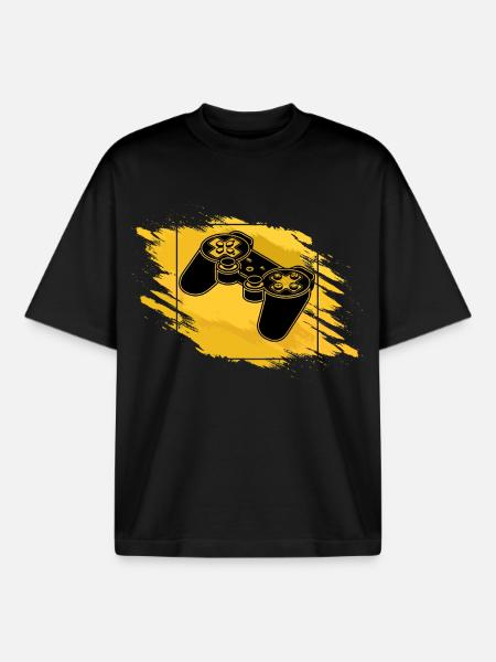 Gaming Controller Retro - Boxy Heavyweight Unisex Organic T-Shirt by Stanley/Stella - black