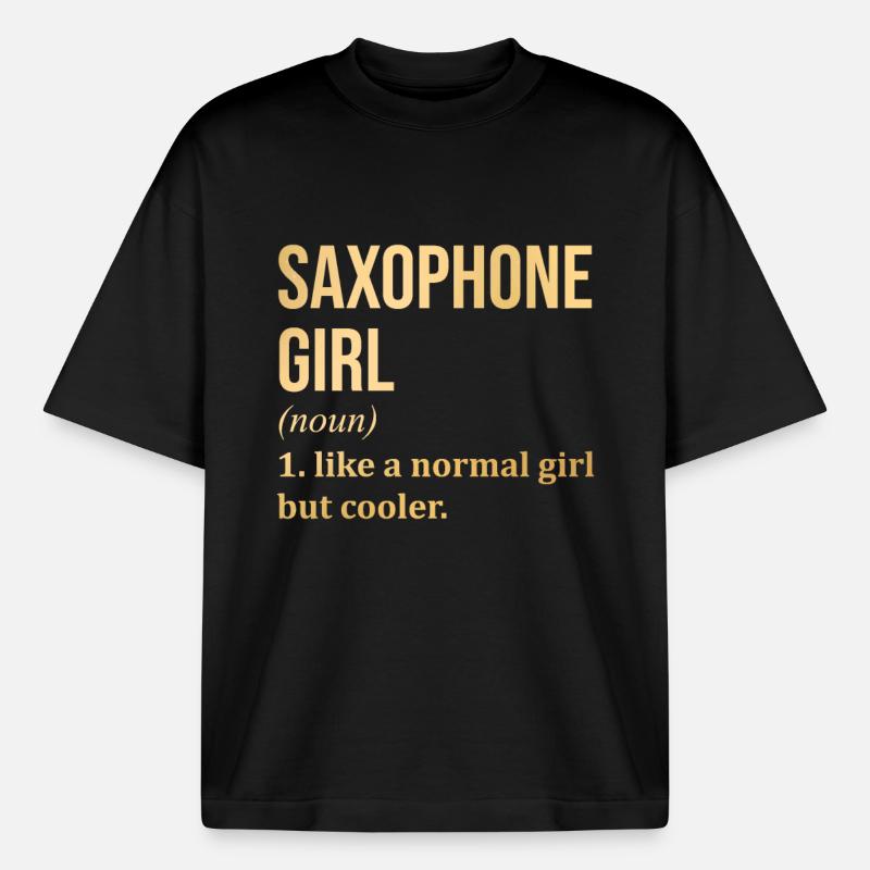 saxophone - T-shirt unisexe épais coupe boxy Stanley/Stella - noir