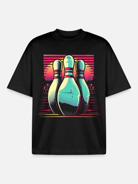 Bowling Synthwave - Boxy Heavyweight Unisex Organic T-Shirt von Stanley/Stella - Schwarz