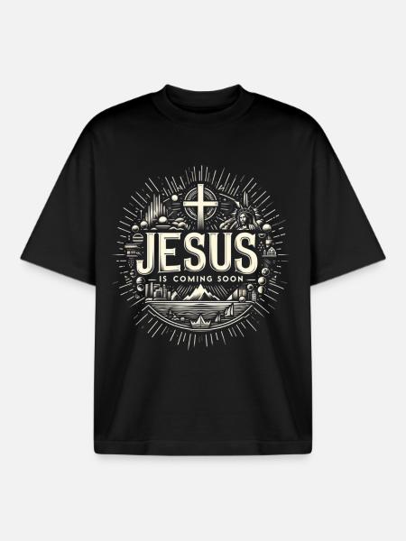 Jesus kommt bald Strahlenkranz - Boxy Heavyweight Unisex Organic T-Shirt von Stanley/Stella - Schwarz