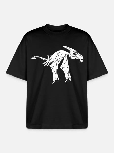 White Flying Dinosaur - Boxy Heavyweight Unisex Organic T-Shirt by Stanley/Stella - black
