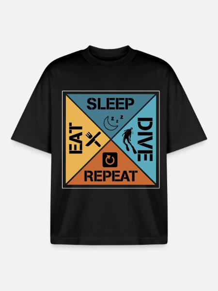 Eat sleep dive repeat - Boxy Heavyweight Unisex Organic T-Shirt von Stanley/Stella - Schwarz
