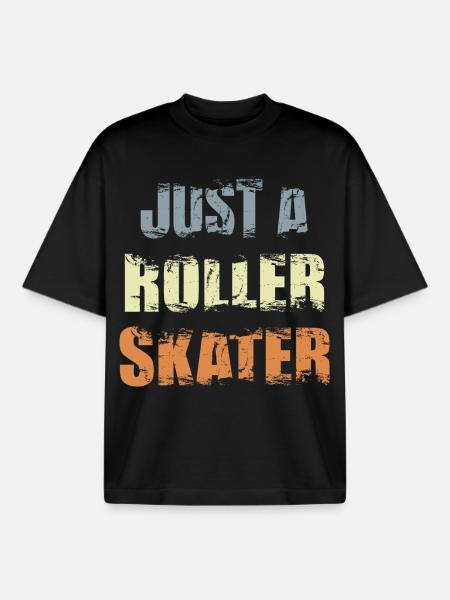 Funny roller skater - Boxy Heavyweight Unisex Organic T-Shirt by Stanley/Stella - black