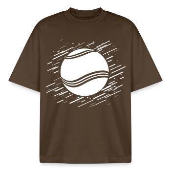 Balle de tennis - T-shirt unisexe boxy épais biologique Stanley/Stella - marron foncé - Devant - AI Model Male 185 light (185cm) & AI Model Female 172 dark (172cm)