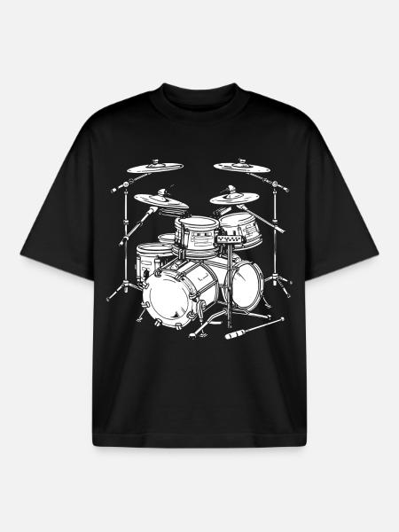 Drum Graphics - Boxy Heavyweight Unisex Organic T-Shirt by Stanley/Stella - black