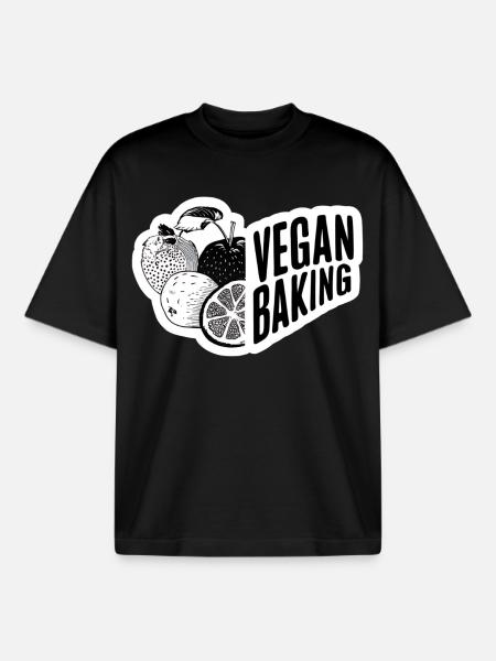 Vegan Baking Healthy Cuisine - Boxy Heavyweight Unisex Organic T-Shirt by Stanley/Stella - black