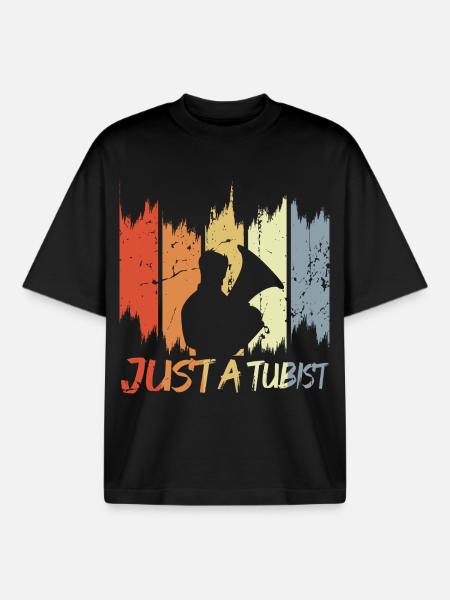 Funny tuba player - Boxy Heavyweight Unisex Organic T-Shirt by Stanley/Stella - black
