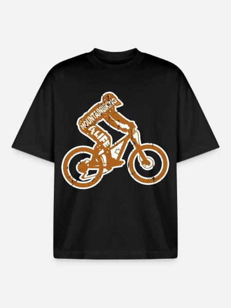 Mountain Biker Saying - Boxy Heavyweight Unisex Organic T-Shirt by Stanley/Stella - black