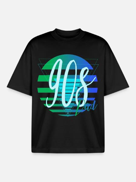 90s Dad – Cool Dad Retro Design - Boxy Heavyweight Unisex Organic T-Shirt by Stanley/Stella - black