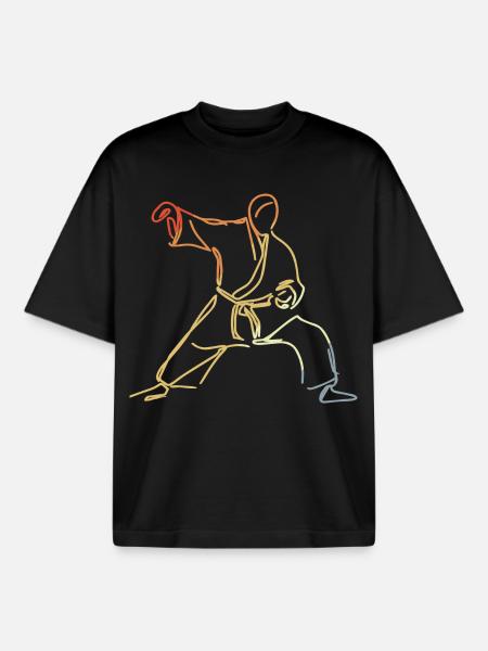Judo Drawing - Boxy Heavyweight Unisex Organic T-Shirt by Stanley/Stella - black