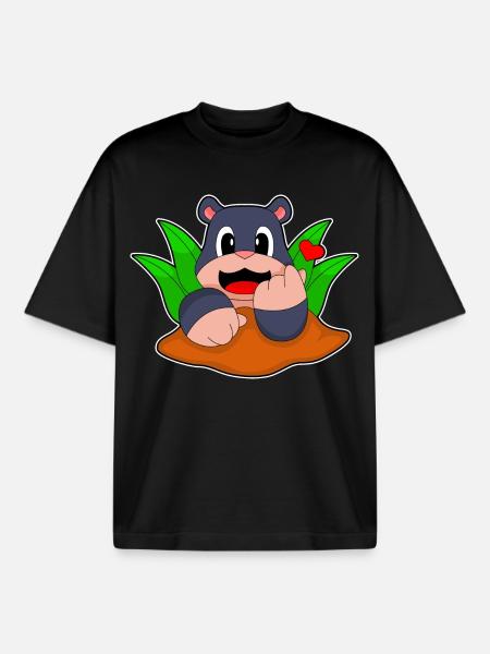 Funny Mole - Boxy Heavyweight Unisex Organic T-Shirt by Stanley/Stella - black