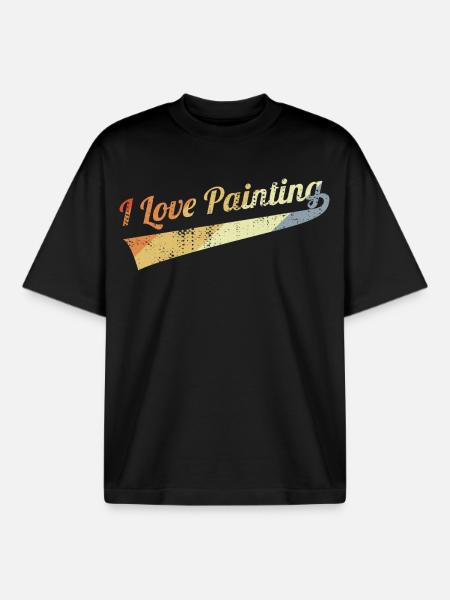 I Love Painting - Boxy Heavyweight Unisex Organic T-Shirt by Stanley/Stella - black