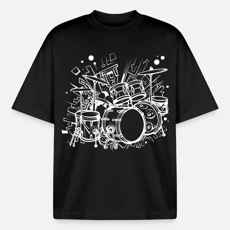 Drum Kit Line Art - Boxy Heavyweight Unisex Organic T-Shirt von Stanley/Stella - Schwarz