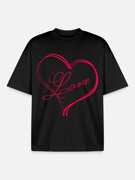 Herz Herzen love - Boxy Heavyweight Unisex Organic T-Shirt von Stanley/Stella - Schwarz