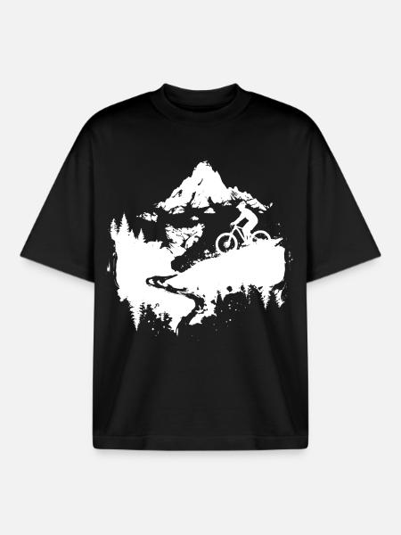 Mountain Biking Sketch - Boxy Heavyweight Unisex Organic T-Shirt by Stanley/Stella - black