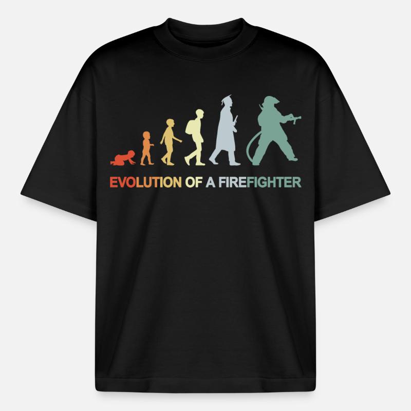 Firefighter Evolution - Heavyweight Boxy Unisex T-Shirt by Stanley/Stella - black