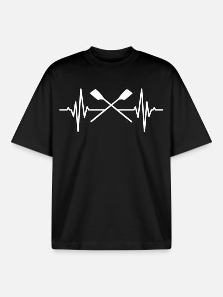 Rowing heartbeat - Boxy Heavyweight Unisex Organic T-Shirt by Stanley/Stella - black